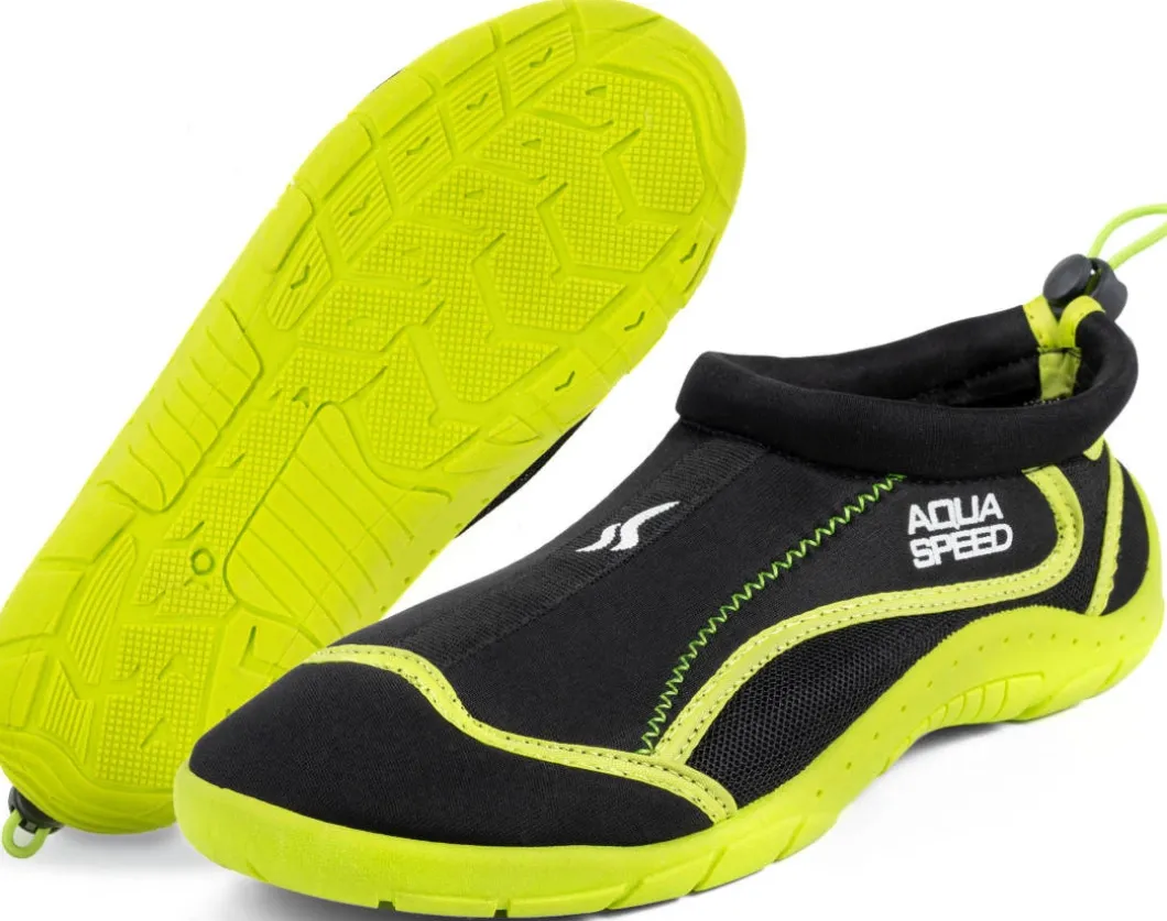 Buty do wody ze ściągaczem Aqua Speed 28A - żółto-czarne