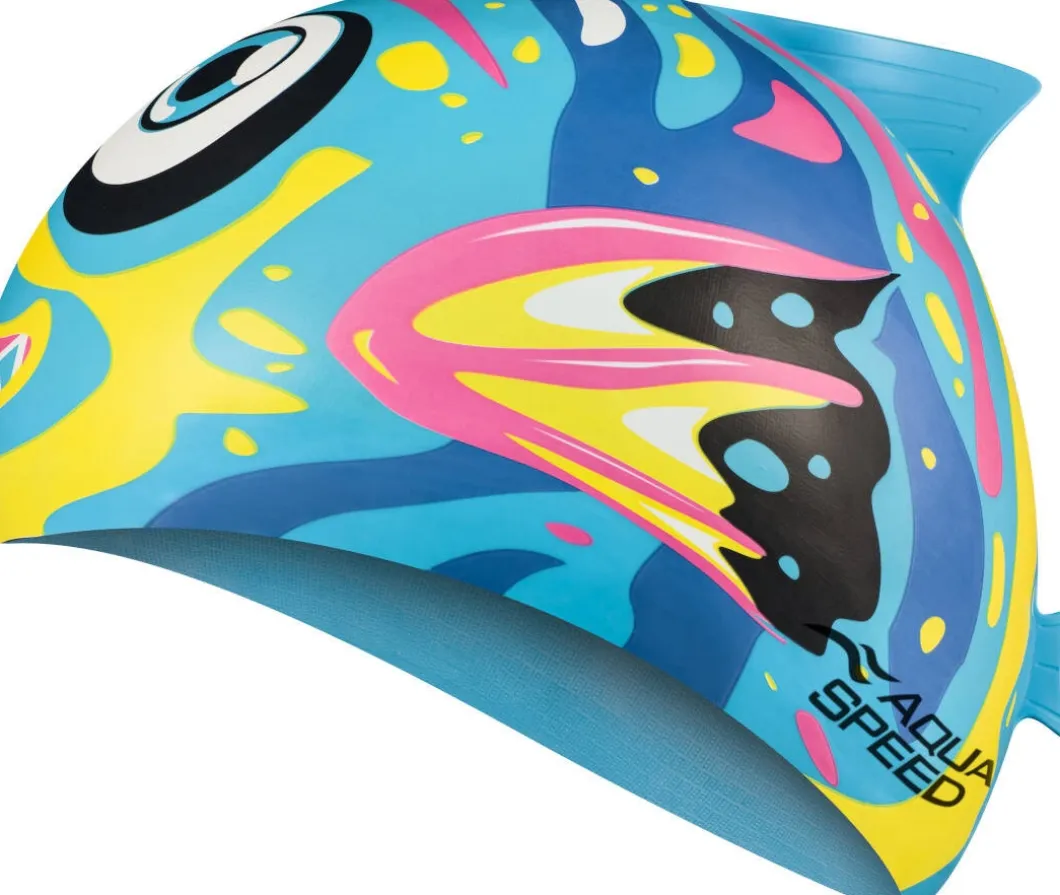 Czepek pływacki dla dzieci z drukowanym wzorem Aqua Speed Zoo Fish 01 - kolorowy