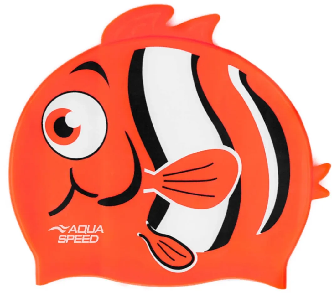Czepek pływacki dla dzieci z trójwymiarowym elementem Aqua Speed Zoo Nemo 75 - pomarańczowy