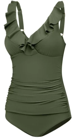 Damski kostium kąpielowy z falbanką Aqua Speed Lydia 07 - khaki