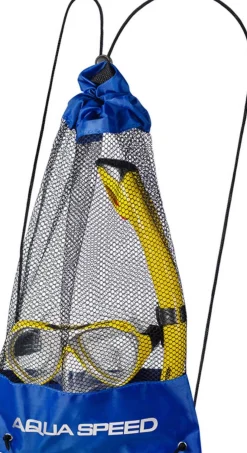 Dziecięcy zestaw do nurkowania Aqua Speed AURA + EVO + WOREK 18 - żółty