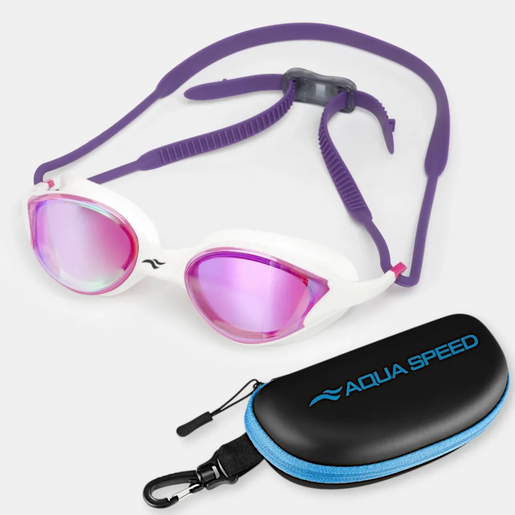 Lustrzane okulary pływackie Aqua Speed Vortex MIrror + Etui 59 - fioletowe