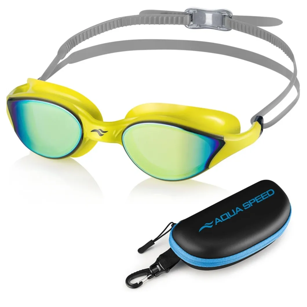 Lustrzane okulary pływackie Aqua Speed Vortex Mirror + Etui 38 - żółte