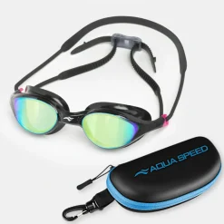 Lustrzane okulary pływackie Aqua Speed Vortex Mirror + Etui 79 - czarne