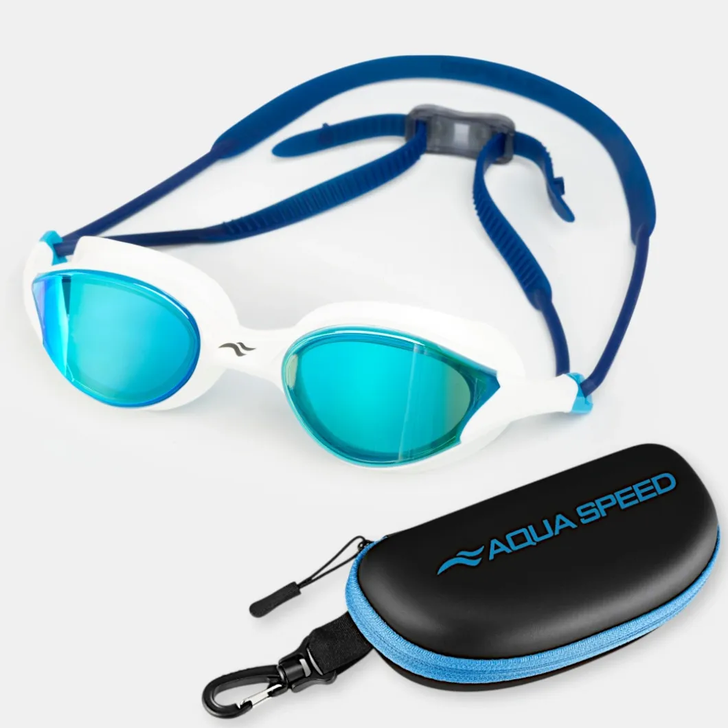 Lustrzane okulary pływackie Aqua Speed Vortex Mirror + Etui 51 - białe