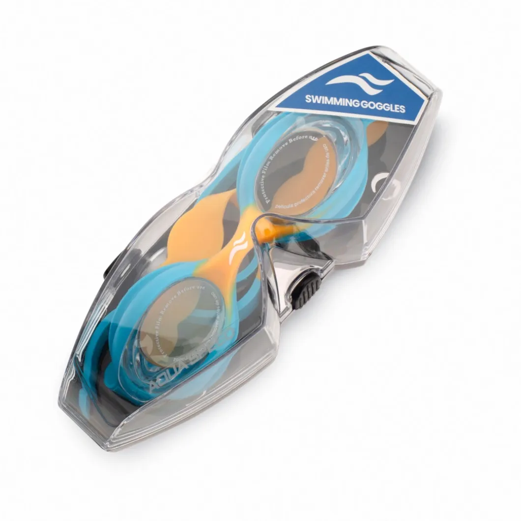 Okulary pływackie dla dzieci Aqua Speed Tiki kol.275- niebiesko-pomarańczowe- bezbarwne szkła