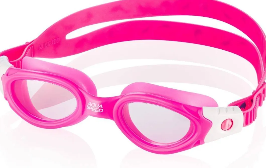 Okulary pływackie dziecięce Aqua Speed Pacific Jr Bendyzz 03 - różowe - bezbarwne szkła