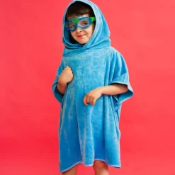 Poncho - ręcznik z mikrofibry dla dzieci Aqua Speed 70 x 120 cm 02 - jasnoniebieskie