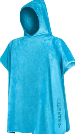 Poncho - ręcznik z mikrofibry dla dzieci Aqua Speed 80 x 140 cm 02 - jasnoniebieskie